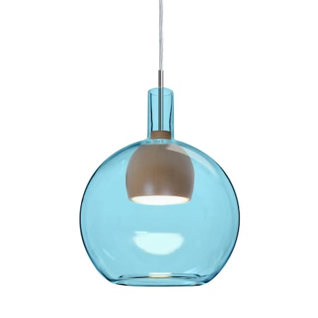 Besa Lighting Benji Cord Pendant, Blue/Medium, Satin Nickel Finish, 1x9W LED 1JT-BENJIBLMD-LED-SN
